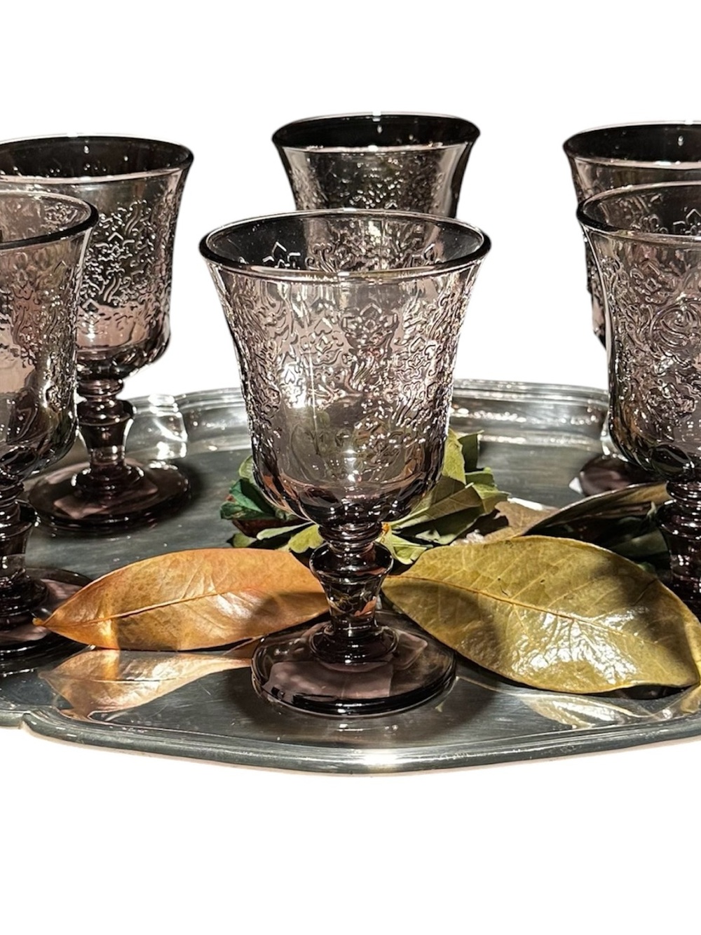 La Rochere  TALL Glass Goblets HTF  light amethyst set of 6